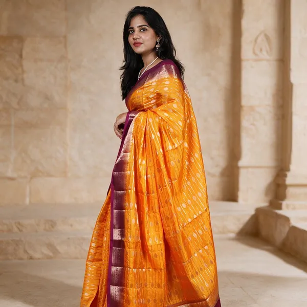 Sunset_Orange_Fancy_Silk_Saree_For_Women