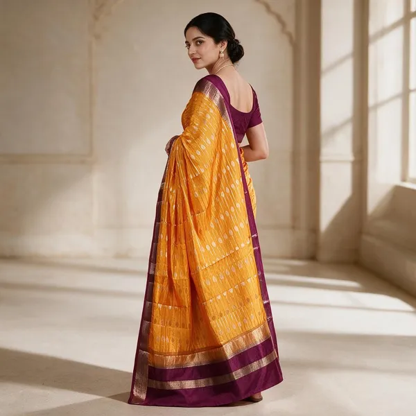 Sunset_Orange_Fancy_Silk_Saree_For_Women