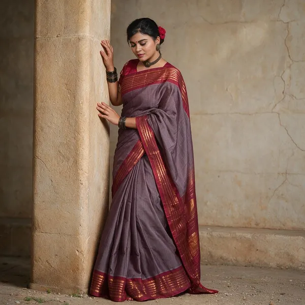 Maroon_Handloom_Pure_Gadwal_Silk_Saree_For_Women