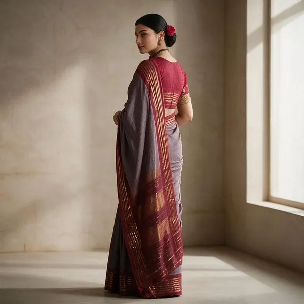 Maroon_Handloom_Pure_Gadwal_Silk_Saree_For_Women