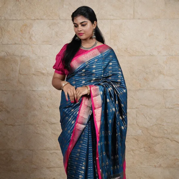 Royal_Deep_Teal_And_Magenta_Fancy_Silk_Saree_For_Women