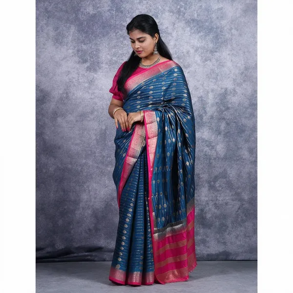 Royal_Deep_Teal_And_Magenta_Fancy_Silk_Saree_For_Women