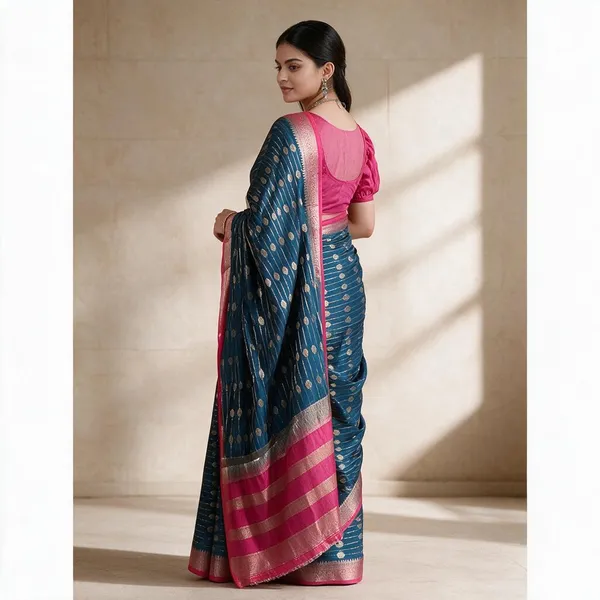 Royal_Deep_Teal_And_Magenta_Fancy_Silk_Saree_For_Women