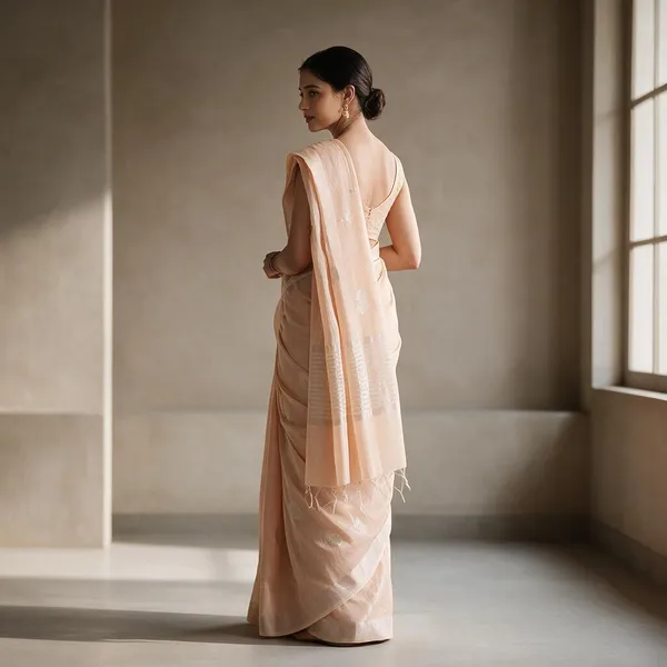 Peach-Cream_Fancy_Silver_Fancy_Cotton_Saree_For_Women