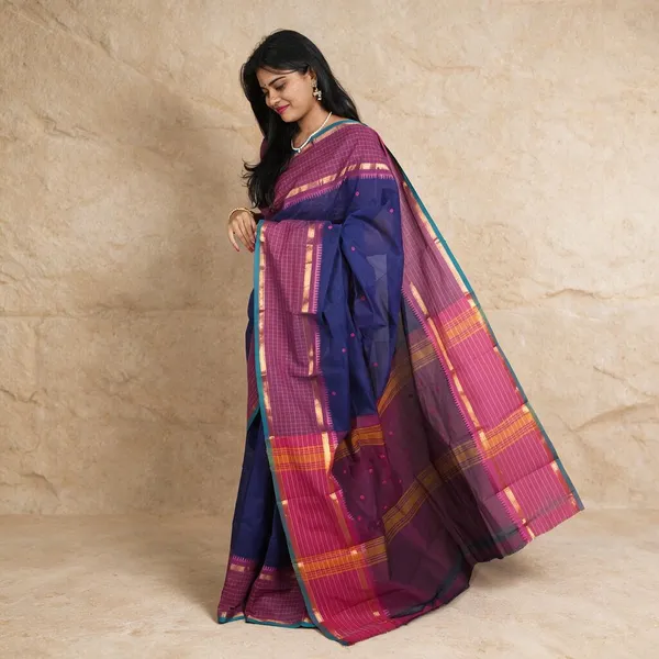 Blue_Handloom_Pure_Kanchi_Cotton_Saree_For_Women