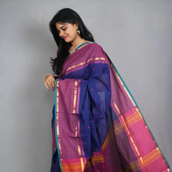 Blue_Handloom_Pure_Kanchi_Cotton_Saree_For_Women