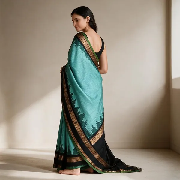 Green_Handloom_Pure_Gadwal_Pattu_With_Jute_Weaving_Saree_For_Women