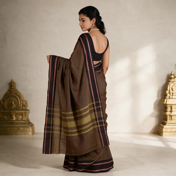 Brown_Handloom_Pure_Kanchi_Cotton_Saree_For_Women