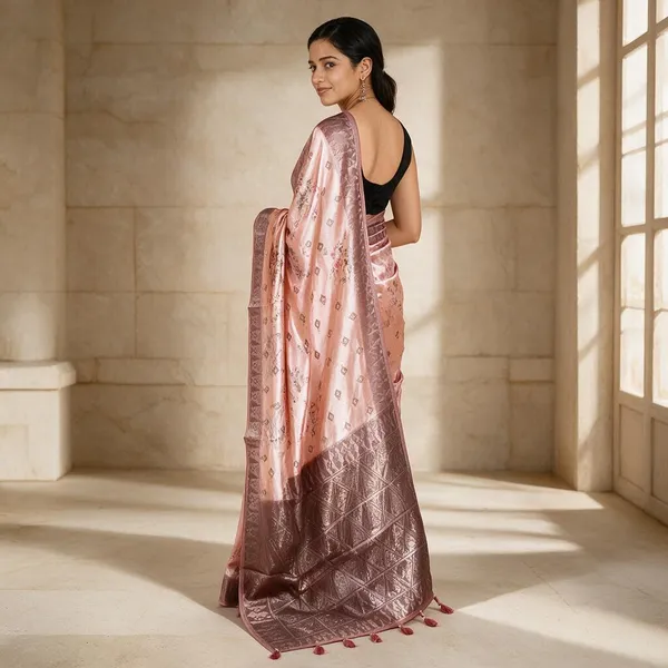 Peach_Fancy_Silk_Saree_For_Women