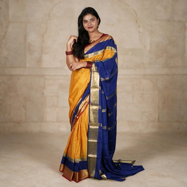 Blue_Pure_Mysore_Silk/Crepe_80Gsm_Saree_For_Women