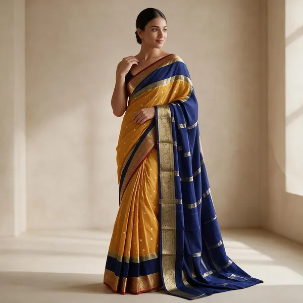 Blue_Pure_Mysore_Silk/Crepe_80Gsm_Saree_For_Women