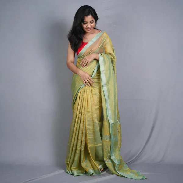 Yellow_Handloom_Pure_Mangalagiri_Seeko_With_Zari_Stripes_Saree_For_Women