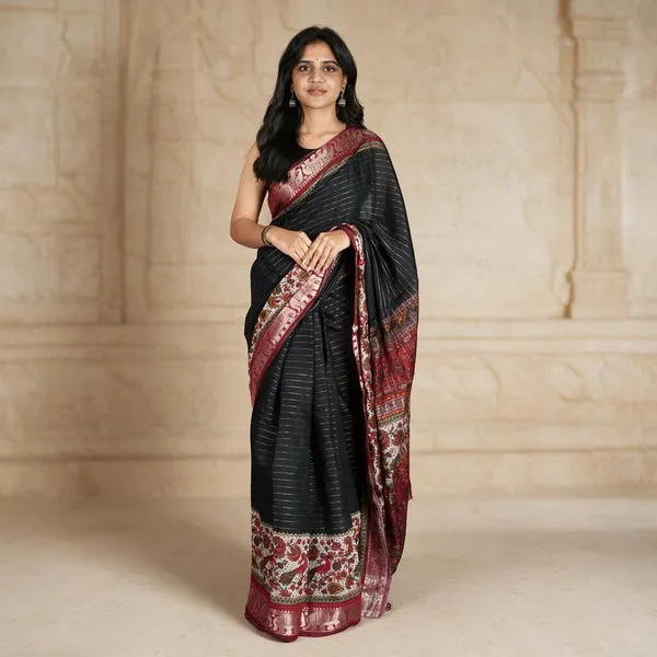 Black_Kalamkari_Saree_For_Women