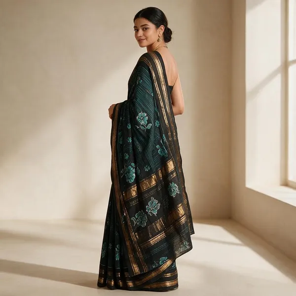Black_Handloom_Pure_Gadwal_Silk_Saree_For_Women