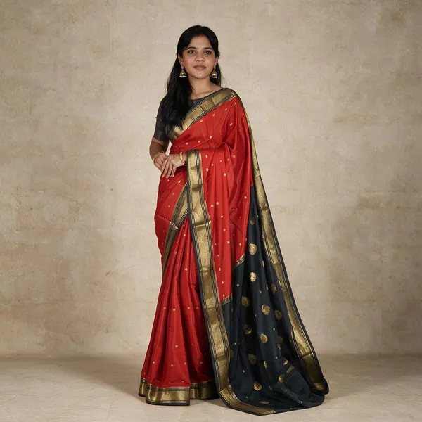 Red_Pure_Mysore_Silk/Crepe_80Gsm_Saree_For_Women
