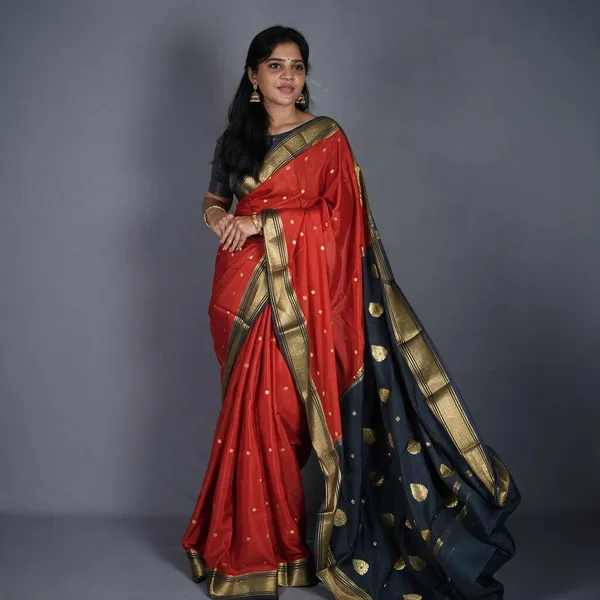 Red_Pure_Mysore_Silk/Crepe_80Gsm_Saree_For_Women