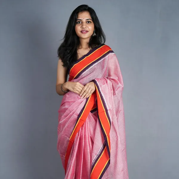 Pink_Handloom_Pure_Narayanpet_Cotton_Saree_For_Women