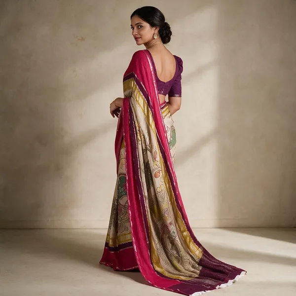 Pink_Kalamkari_Saree_For_Women