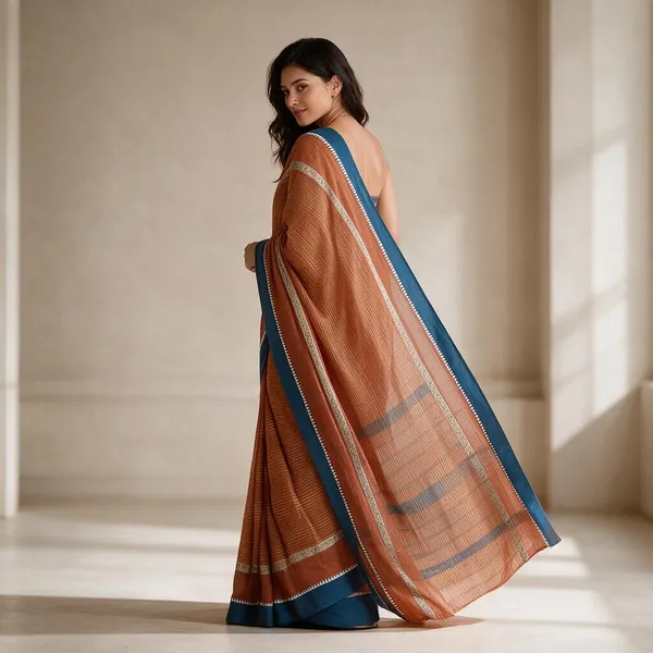 Orange_Handloom_Pure_Narayanpet_Cotton_Saree_For_Women