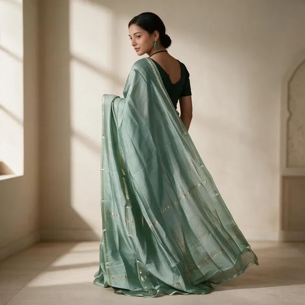 Green_Handloom_Mangalagiri_Pattu_Gap_Border_Saree_For_Women