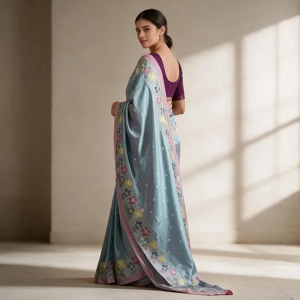 Blue_Handloom_Mangalagiri_Pattu_Scallop_Border_With_Embroidery_Saree_For_Women