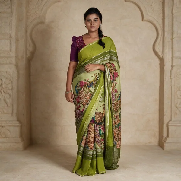 Green_Kalamkari_Saree_For_Women