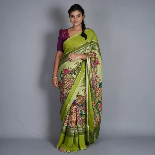 Green_Kalamkari_Saree_For_Women