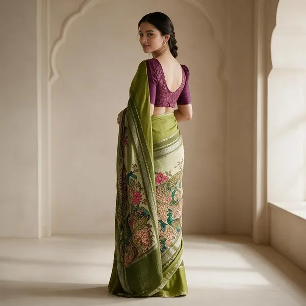 Green_Kalamkari_Saree_For_Women