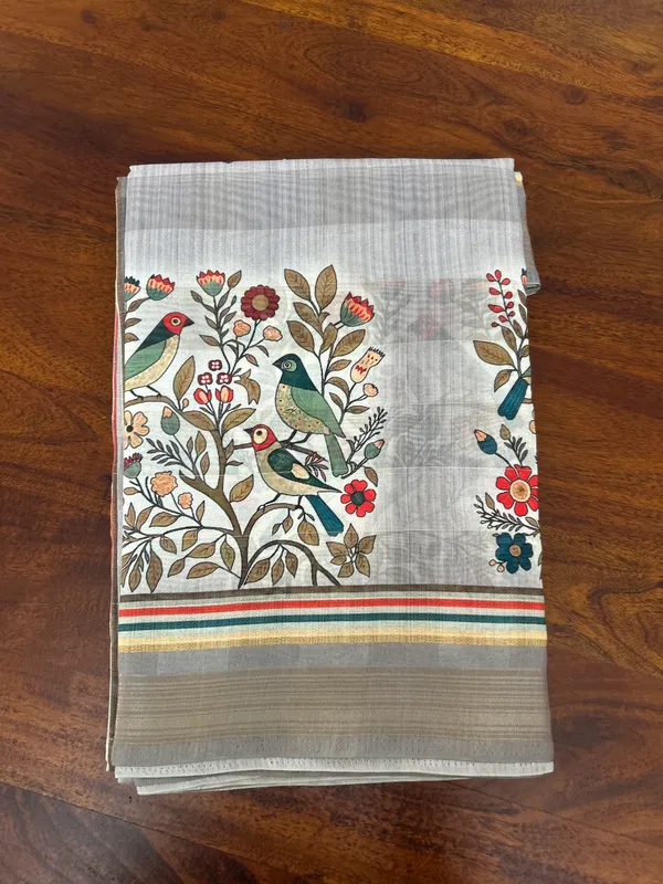 Grey_Jacquard_Lenin_Digital_Saree_For_Women