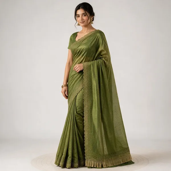 Green_Fox_Georgette_With_Hand_Work_Saree_For_Women
