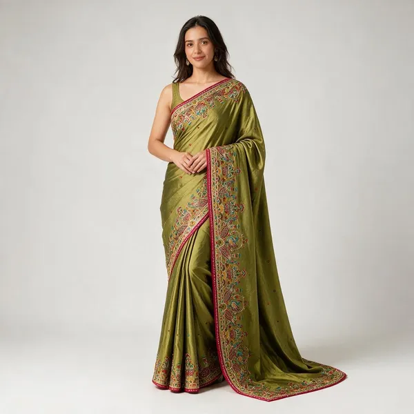 Green_Vichitra_Silk_With_Handwork_Saree_For_Women