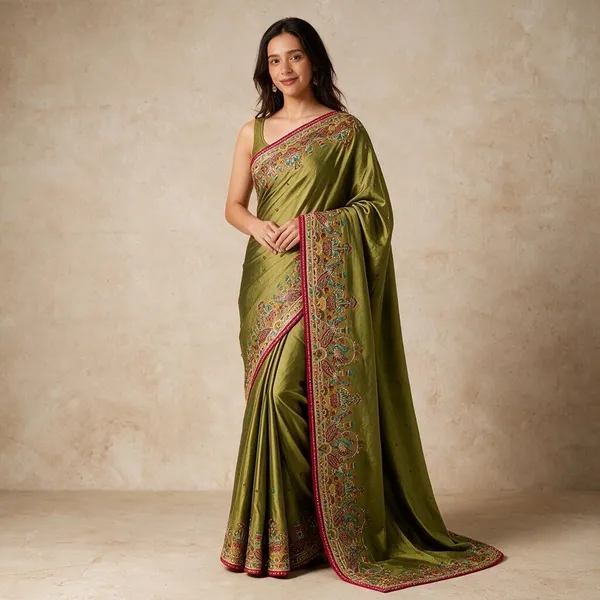 Green_Vichitra_Silk_With_Handwork_Saree_For_Women