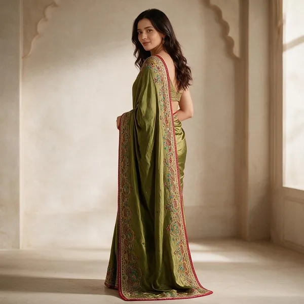 Green_Vichitra_Silk_With_Handwork_Saree_For_Women