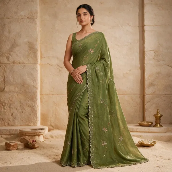 Green_Fox_Georgette_With_Hand_Work_Saree_For_Women