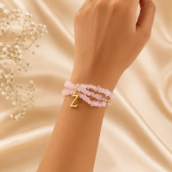 Personalised_Pink_Stone_Alphabet_Bracelet_Z
