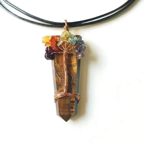Tof_Bullet_Shape_Necklace_Tiger_Eye