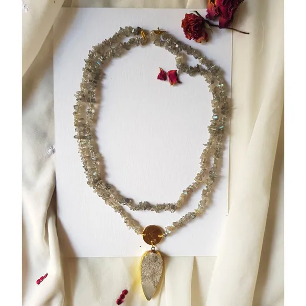 Ethnic_Boho_Rose_Quartz_Layered_Necklace_Labradorite_Grey