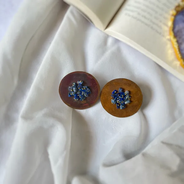 Blue_Lapis_Bronze_Disc_Earrings