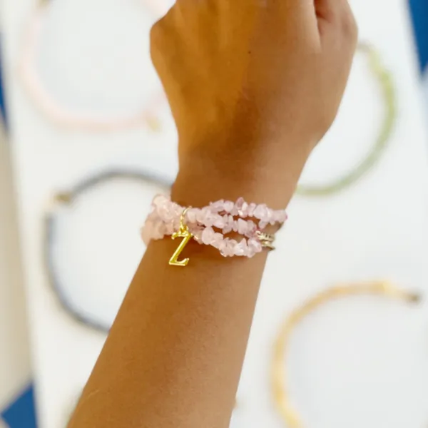 Personalised_Pink_Stone_Alphabet_Bracelet_Z