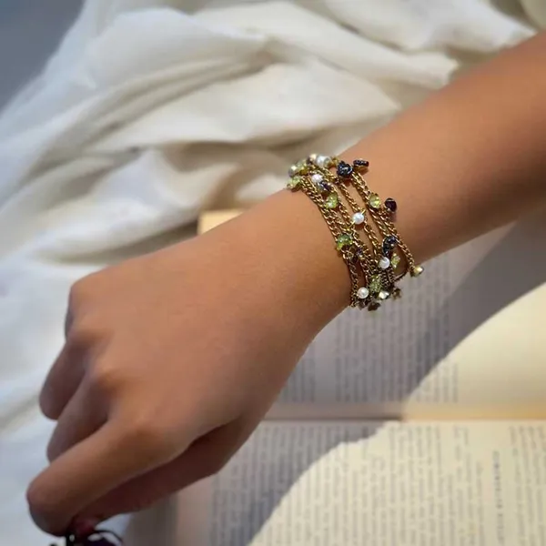 Golden_Garnet_Stones_Layer_Bracelet