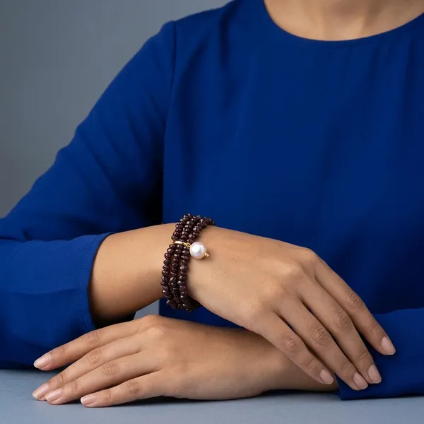 Garnet_Stones_Pearl_Bracelet