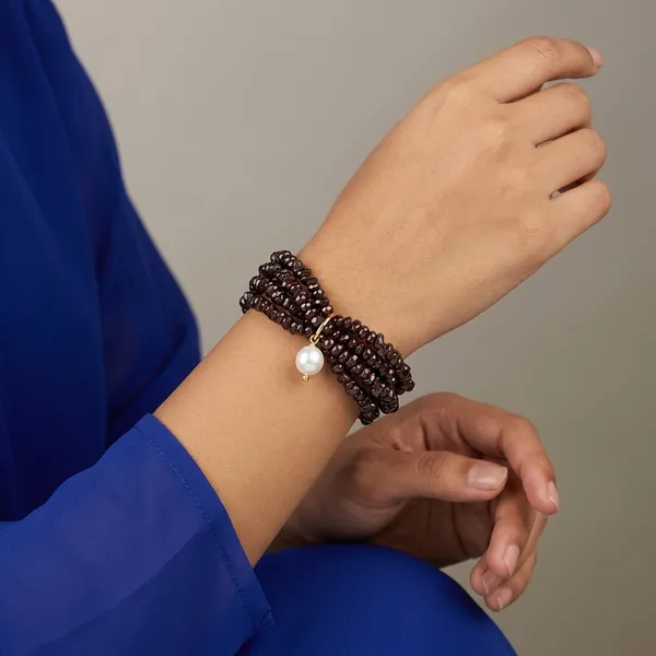 Garnet_Stones_Pearl_Bracelet