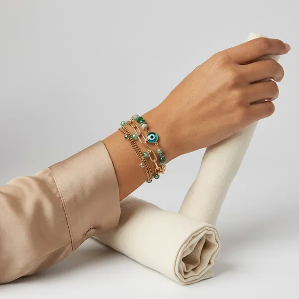 Layered_Gold_Chain_Evil_Eye_Bracelet_Teal_Green