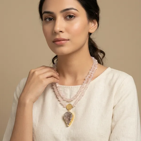 Ethnic_Boho_Rose_Quartz_Layered_Necklace_Rose_Quartz_Pink