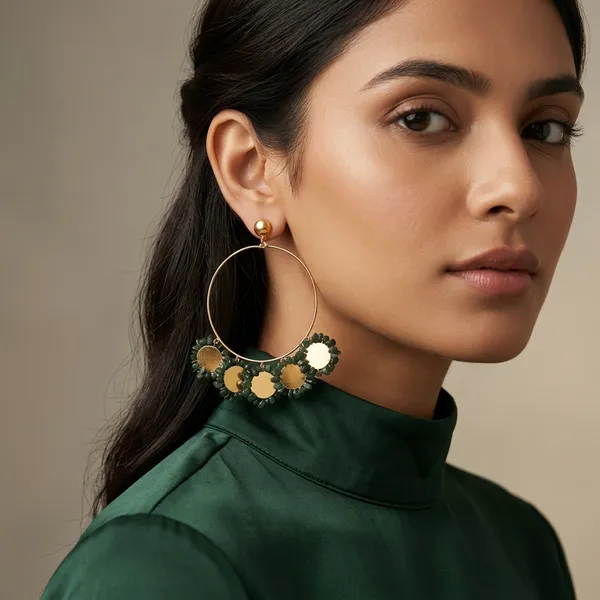 Mishti_Green_Gold_Coin_Hoop_Earrings