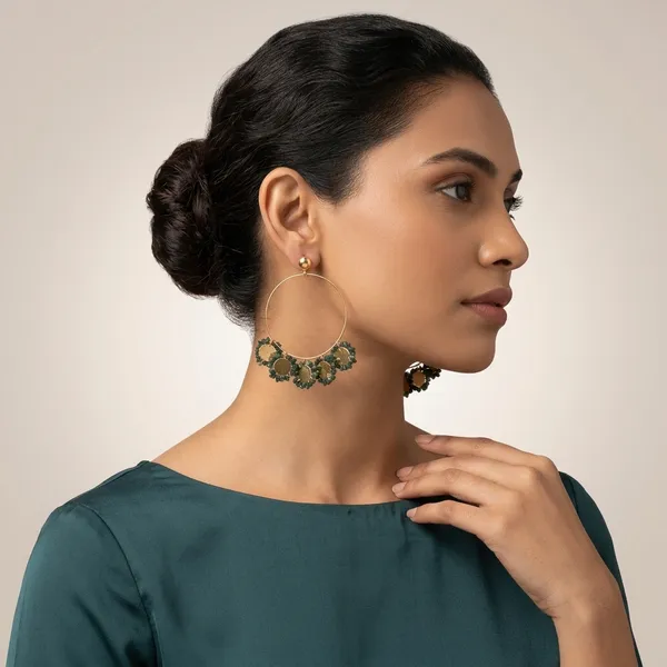 Mishti_Green_Gold_Coin_Hoop_Earrings