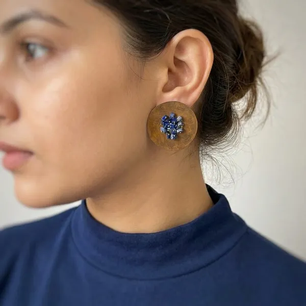 Blue_Lapis_Bronze_Disc_Earrings