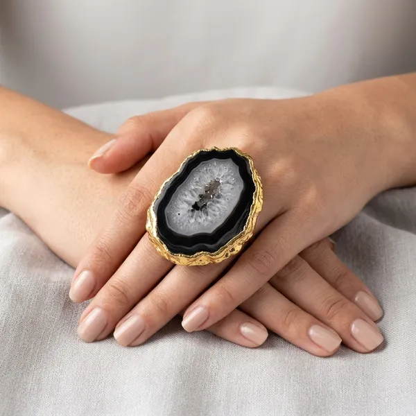 White_Abstract_Stone_Ring_Black