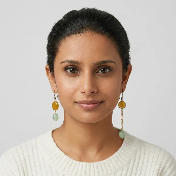 Chiclet_Miss_Match_Dangle_Earrings_Green