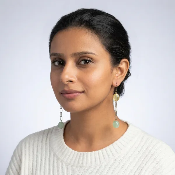 Chiclet_Miss_Match_Dangle_Earrings_Green